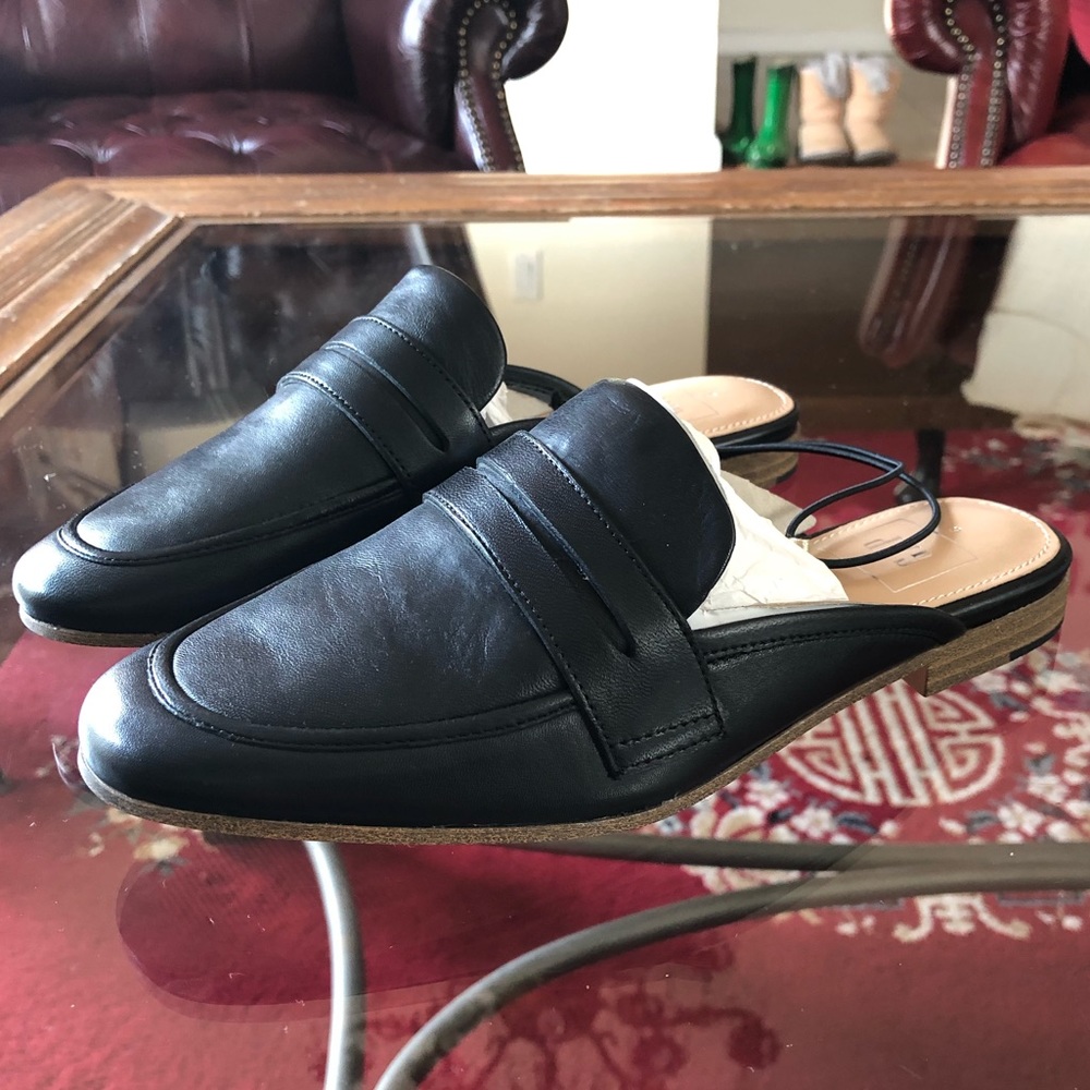 GAP | Black Leather Loafer Mules Shoes Backless 6 NWT